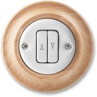Выключатель для жалюзи 2-клавишный ABB DECENTO, скрытый монтаж, белый фарфор / бук, 2CHK598834C4050