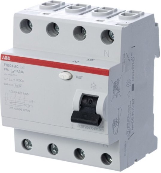 Выкл.диф.тока 4мод. FH204 AC-25/0,03, 2CSF204004R1250 в Новосибирске