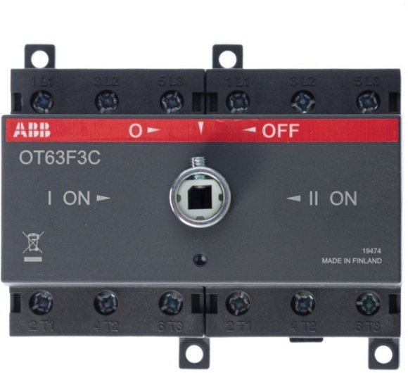 Реверсивный рубильник OT63F3C до 63А 3-полюсный для установки на DIN-рейку или монтажную плату (без ручки), 1SCA105338R1001 в Новосибирске