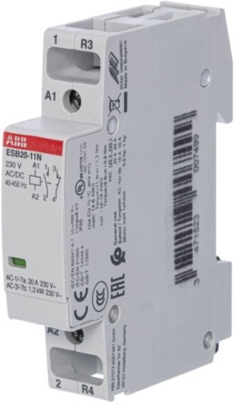 Модульный контактор ABB ESB20 1НО+1НЗ 20А 230В AC/DC, 1SBE121111R0611 в Новосибирске